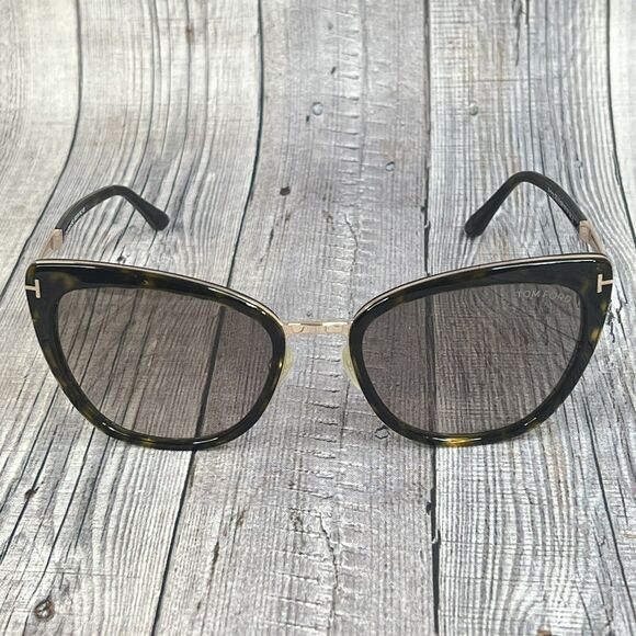 Tom Ford Simona TF717 52F Sunglasses Dark Havana-Rose Gold/Brown Gradient Lenses